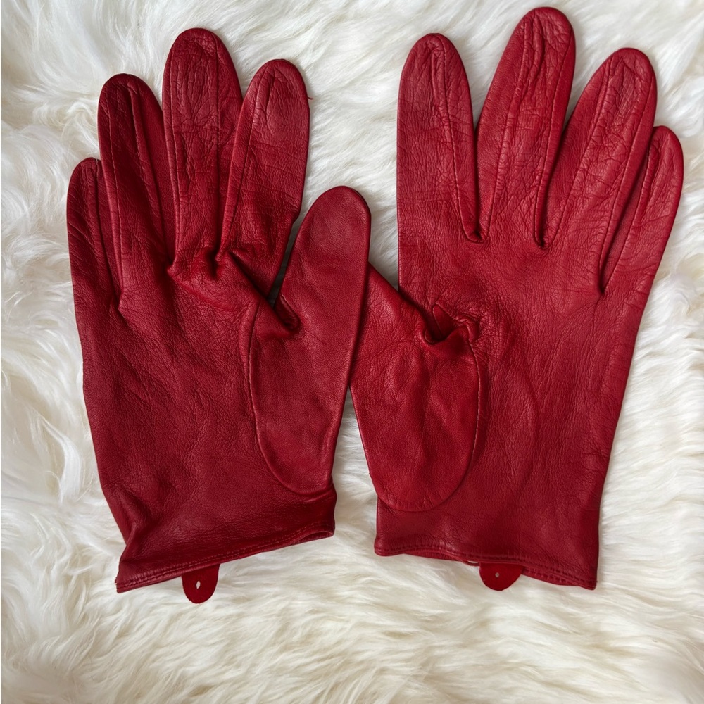 Red Leather Gloves, Driving gloves, Dents gloves, Berry Red leather gloves, S